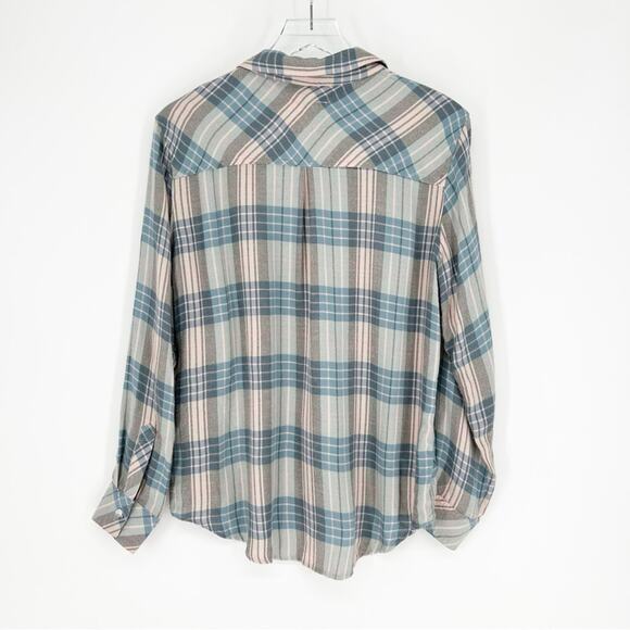 Rails Hunter Plaid Button Down Top M Peach Lagoon - Picture 3 of 6